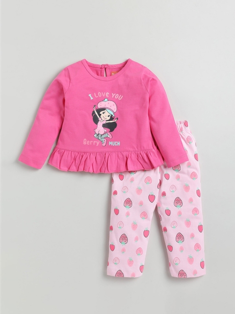 SNUGGLY MONKEY Girls Printed Night suit