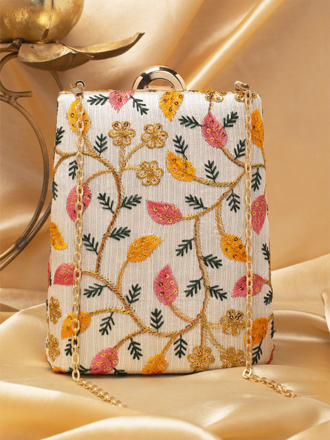 ARTKLIM Floral Embroidered Box Clutch