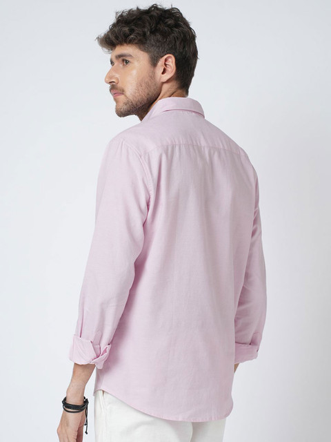 VASTRADO Men Classic Slim Fit Solid Cutaway Collar Cotton Casual Shirt - Image 5