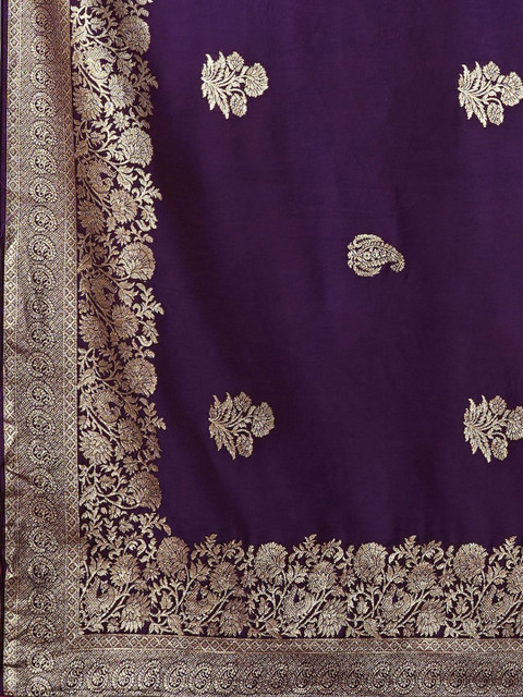 LEAFFEB Ethnic Motifs Woven Design Zari Banarasi Saree - Image 6