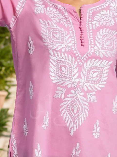 Sitaram Designer Ethnic Motifs Embroidered Chikankari Straight Kurti - Image 2