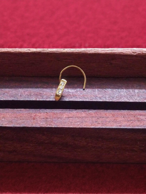 SHREEVARAM Gold-plated Cubic Zirconia Studded Nose Ring