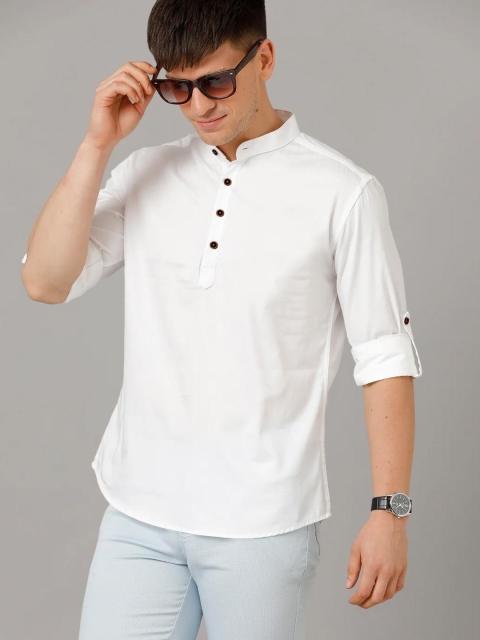 SHOPYCLICK Men White Short Kurta