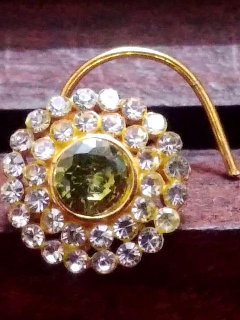 SHREEVARAM Rhodium-Plated Cubic Zirconia Ring Nosepin