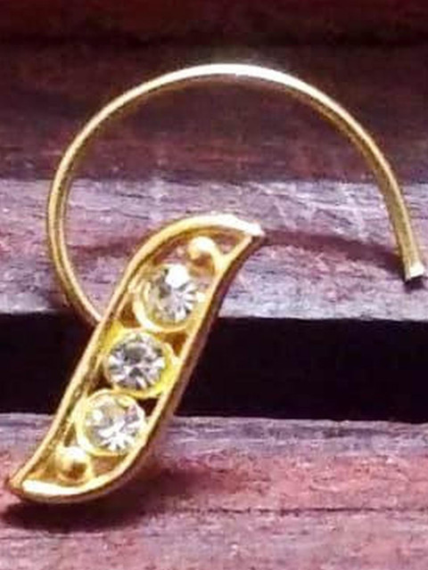 SHREEVARAM Rhodium-Plated Ring Nosepin