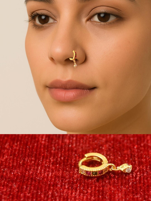 SHREEVARAM Rhodium-Plated Ring Nosepin