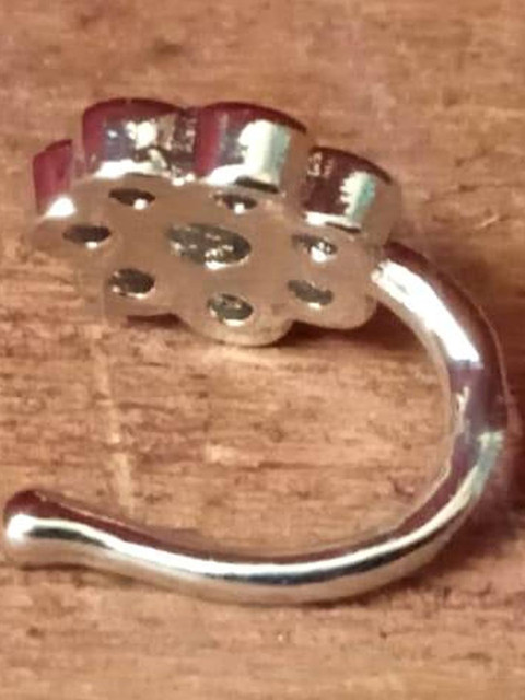 SHREEVARAM Rhodium-Plated Crystal Stud Nosepin - Image 4