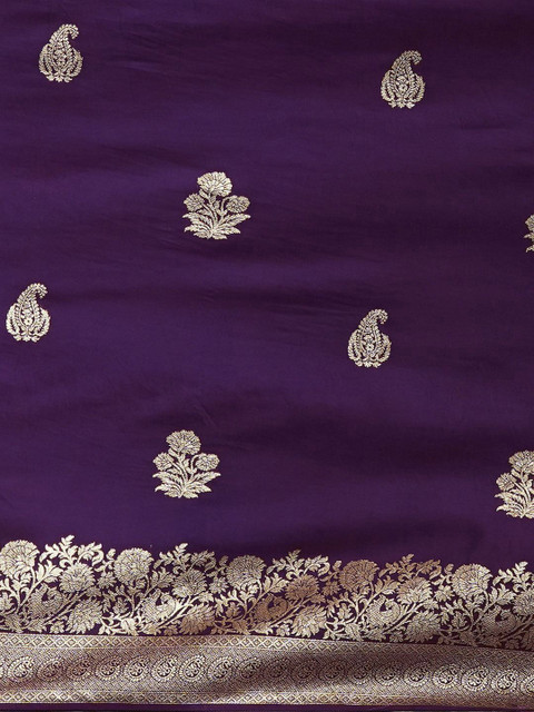 LEAFFEB Ethnic Motifs Woven Design Zari Banarasi Saree - Image 5