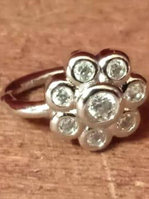 SHREEVARAM Rhodium-Plated Crystal Stud Nosepin - Image 3