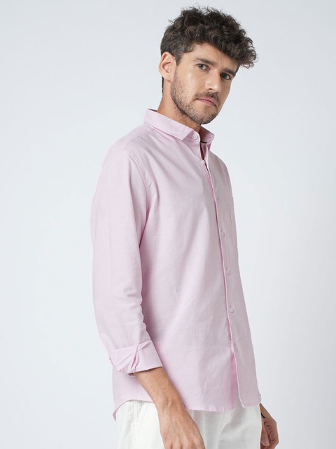 VASTRADO Men Classic Slim Fit Solid Cutaway Collar Cotton Casual Shirt - Image 3