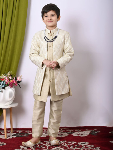 Hasibul Fashion Boys Pure Silk Sherwani Set with Long jacket