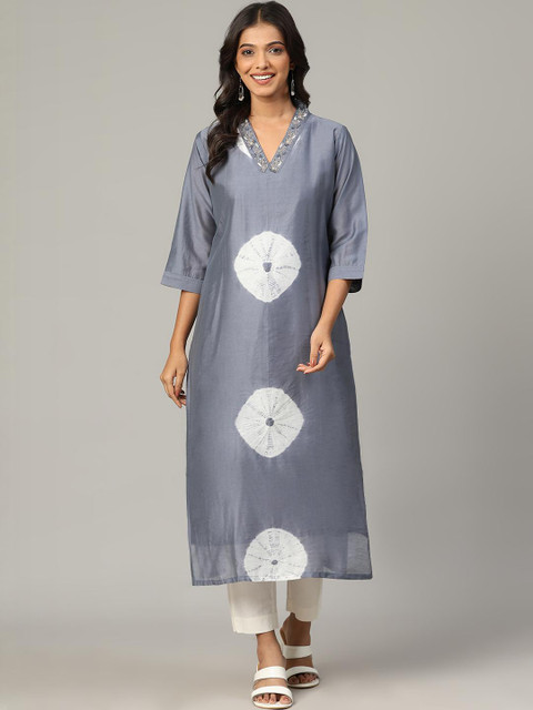 4u Fashion Women Bandhani Chanderi Silk Kurta