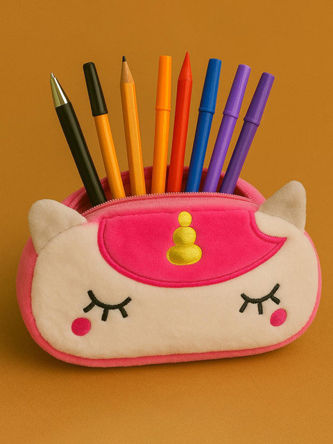 Awestuffs Unisex Solid Unicorn Compact Pencil Pouch