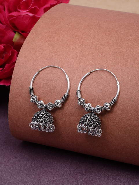 Anouk German Silver Plated Oxidised Dome Shaped Jhumkas