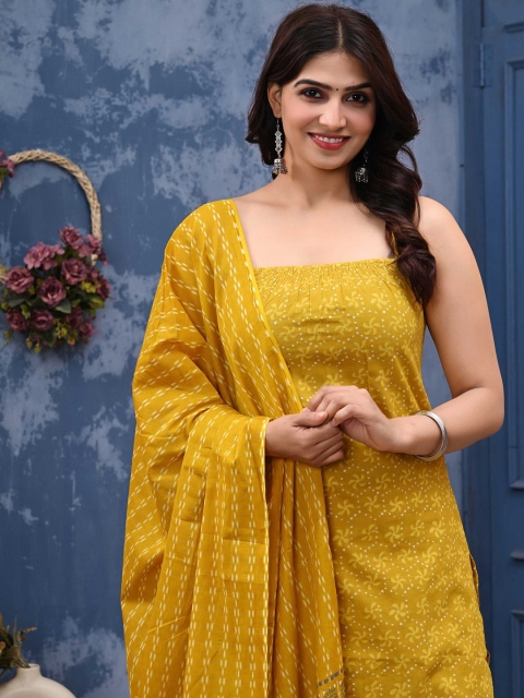 Cloth Bites Women Floral Printed Cotton Kurta with Sharara & Dupatta - Image 7