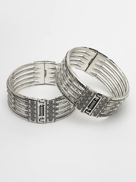 Anouk Women Silver-Toned German Silver Oxidised Kada Bangle - Image 2