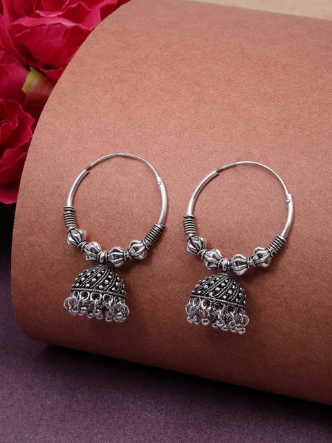 Anouk German Silver Plated Oxidised Dome Shaped Jhumkas