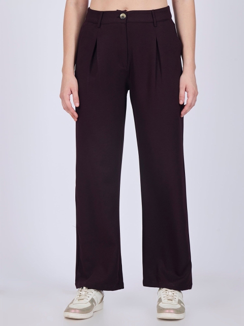 Outzidr Women Relaxed Mid-Rise Pleated Parallel Trouser