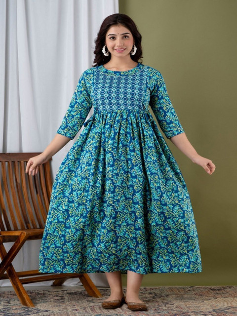 Fasnesio Floral Printed Midi Maternity Dress