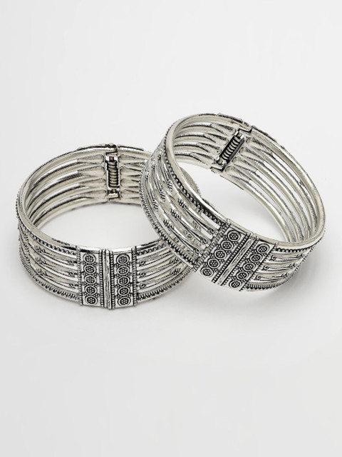 Anouk Women Silver-Toned German Silver Oxidised Kada Bangle - Image 3
