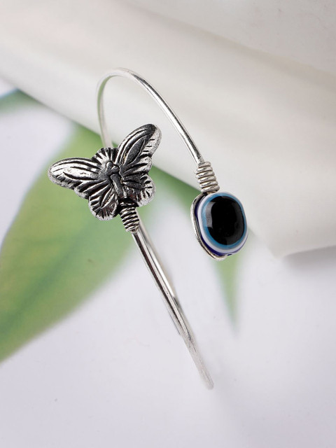 Sangria Women Oxidised Rhodium-Plated Evil Eye Kada Bracelet