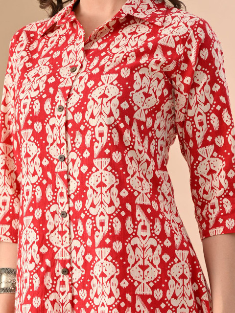 Jaipuri Fashionista Women Printed Pure Cotton Tumic & Trousers - Image 6