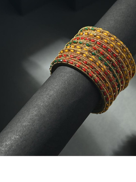 1ST TIME Women Artificial Stones Traditional Bangle Set