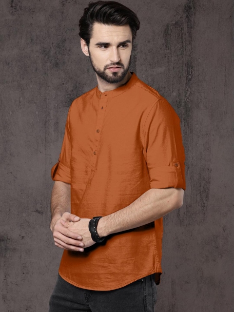Fifth U Men Cotton Blend Short Straight Kurta