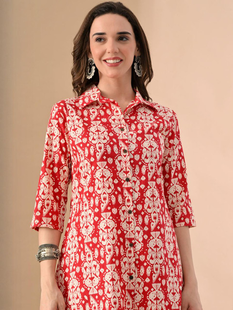 Jaipuri Fashionista Women Printed Pure Cotton Tumic & Trousers - Image 4