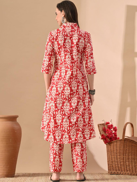 Jaipuri Fashionista Women Printed Pure Cotton Tumic & Trousers - Image 3