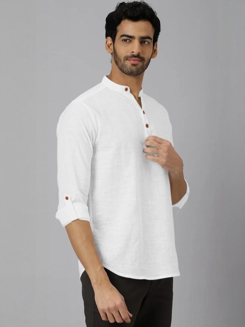 Fifth U Men Solid Cotton Blend Straight Kurta