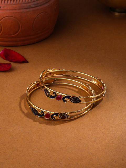 Anouk Set Of 2 Gold-Plated Kundan-Studded Bangles