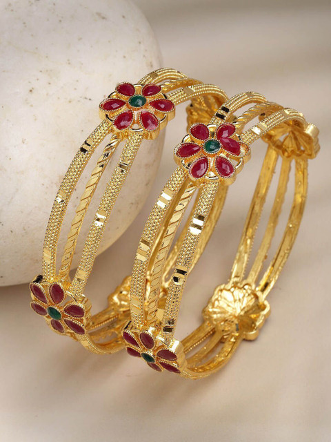 Anouk Set Of 2 Gold-Plated Stone-Studded Traditional Bangles