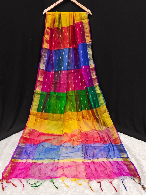 Trendmalls Checkered Chanderi Silk Dupatta