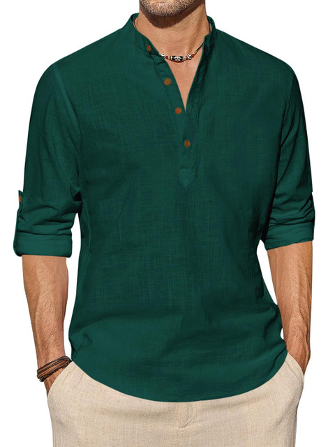 Fifth U Men Solid Cotton Blend Straight Kurta