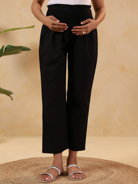 Ikk Kudi by Seerat Women Relaxed Straight Leg High-Rise Maternity Trousers