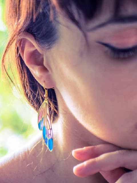 Niska Stainless Steel Gold-Plated Contemporary Drop Earrings