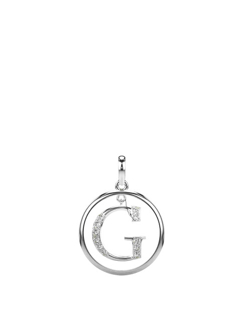 VALANOVA 14K White Gold Plated 0.22 Ct Lab Grown Diamond Alphabet G Pendant