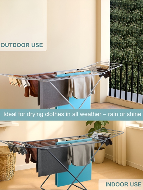 RUBOXA Grey Metal Foldable Cloth Drying Stand - Image 7