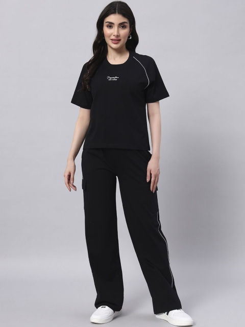 AECK Printed Pure Cotton Round Neck T-Shirt With Trousers Co-Ords Set