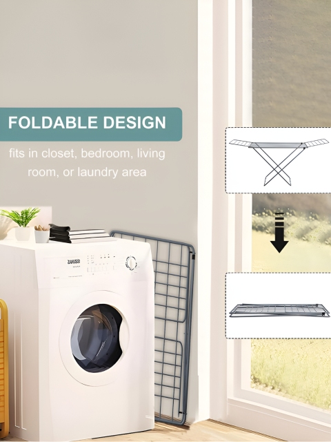 RUBOXA Grey Metal Foldable Cloth Drying Stand - Image 4