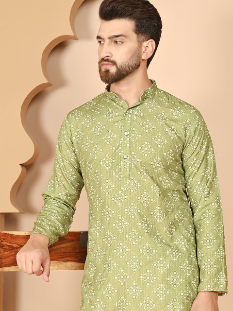 Anouk Rustic Men Geometric Printed Festive Cotton Straight Kurta