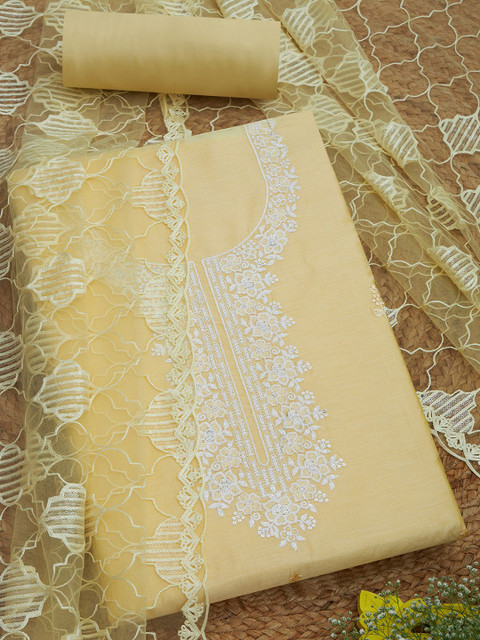 Soch Embroidered Chanderi Unstitched Dress Material