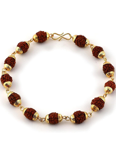 Divine souvenirs Unisex Gold Plated Rudraksha Beaded Bracelet