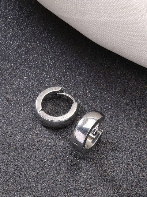 Roadster Men Silver-Plated Stainless Steel Hoop Earrings