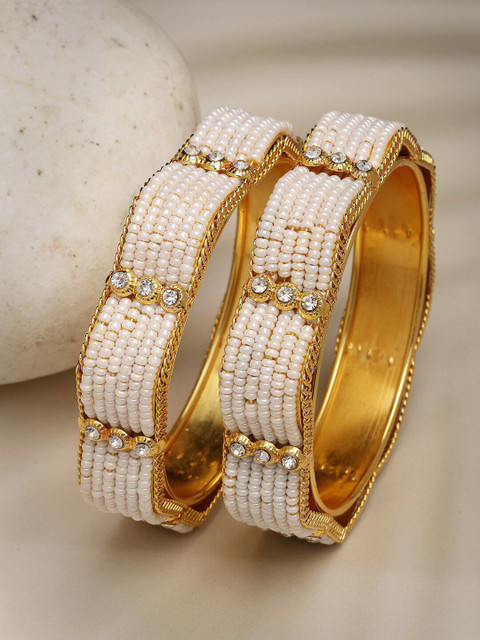Anouk Set Of 2 Gold-Plated Pearls Beaded Bangles