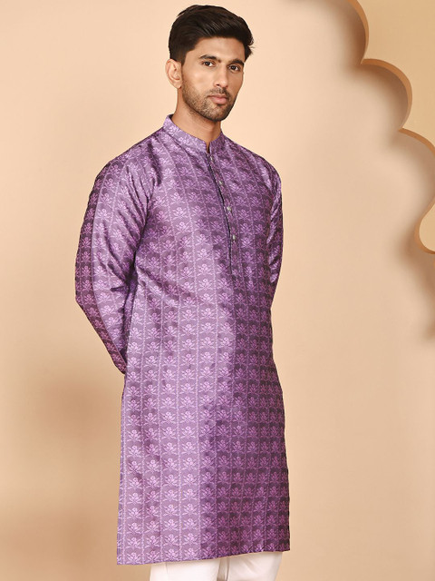 Anouk Rustic Men Floral Woven Design Festive Silk Straight Kurta - Image 4