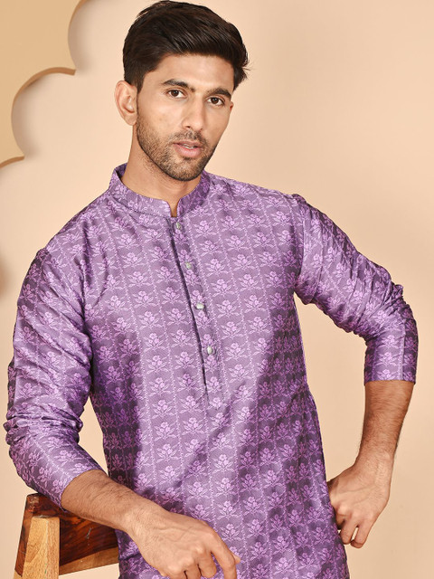 Anouk Rustic Men Floral Woven Design Festive Silk Straight Kurta