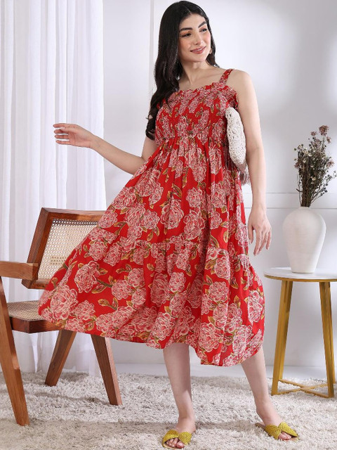 KALINI Red Cotton Dresses