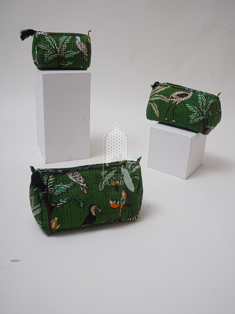 Gulaab Jaipur 3 Pieces Floral Printed Travel Pouch With Waterproof Lining